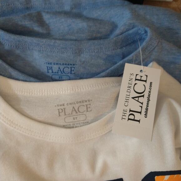 L The Children's Place 2 White and Blue Long Sleeve Graphic T-shirts Tees NWT 5T - Picture 6 of 8